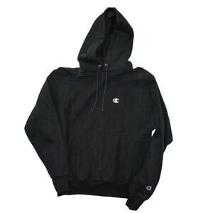 Vintage Champion Reverse Weave Hoodie – Black – Small – Made in Honduras
